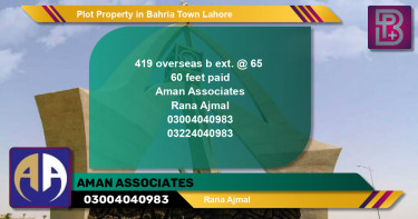 Residential Plot for Sale in Bahria Town, Lahore - (BP-57480)