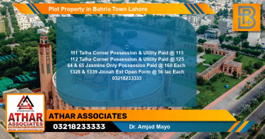 Residential Plot for Sale in Bahria Town, Lahore - (BP-57518)