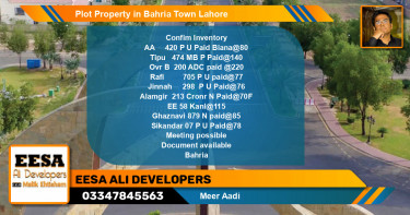 Residential Plot for Sale in Bahria Town, Lahore - (BP-57530)