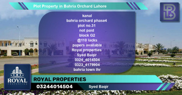 Residential Plot for Sale in Bahria Orchard, Lahore - (BP-57535)