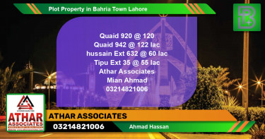 Residential Plot for Sale in Bahria Town, Lahore - (BP-57601)