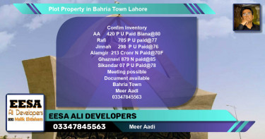 Residential Plot for Sale in Bahria Town, Lahore - (BP-57755)