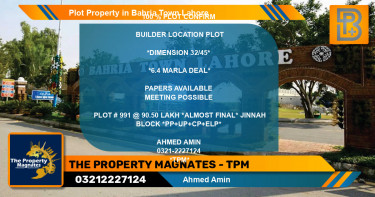 Residential Plot for Sale in Bahria Town, Lahore - (BP-57847)