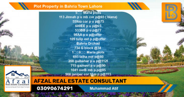 Residential Plot for Sale in Bahria Town, Lahore - (BP-57879)