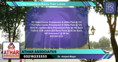 Residential Plot for Sale in Bahria Town, Lahore - (BP-57963)