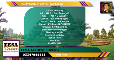 Residential Plot for Sale in Bahria Town, Lahore - (BP-58040)