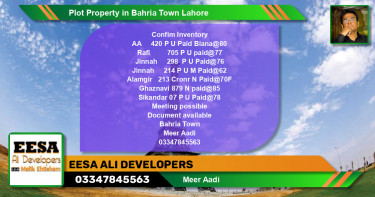 Residential Plot for Sale in Bahria Town, Lahore - (BP-58060)