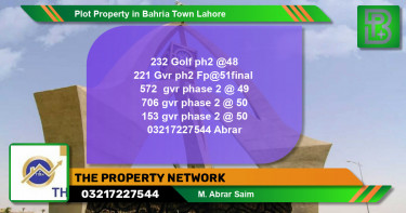 Residential Plot for Sale in Bahria Town, Lahore - (BP-58069)