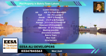 Residential Plot for Sale in Bahria Town, Lahore - (BP-58089)
