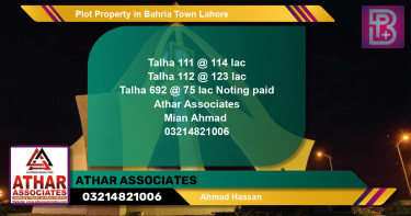 Residential Plot for Sale in Bahria Town, Lahore - (BP-58196)