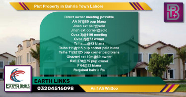Residential Plot for Sale in Bahria Town, Lahore - (BP-58378)