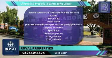 Commercial Property for Sale in Bahria Town, Lahore - (BP-58593)