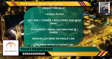 Residential Plot for Sale in Bahria Town, Lahore - (BP-58620)