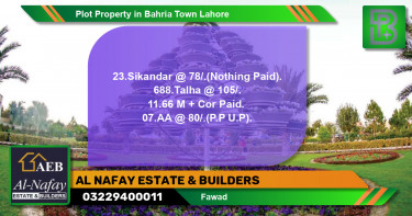 Residential Plot for Sale in Bahria Town, Lahore - (BP-58655)