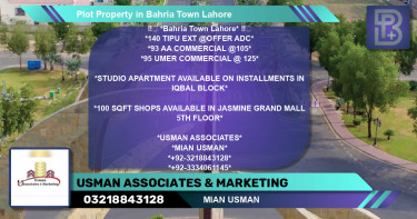 Commercial Plot for Sale in Bahria Town, Lahore - (BP-58685)