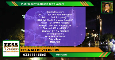 Residential Plot for Sale in Bahria Town, Lahore - (BP-58691)