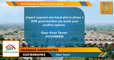 Residential Plot for Sale in Bahria Town, Lahore - (BP-58703)