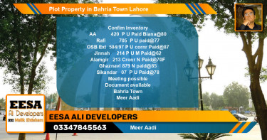 Residential Plot for Sale in Bahria Town, Lahore - (BP-58726)