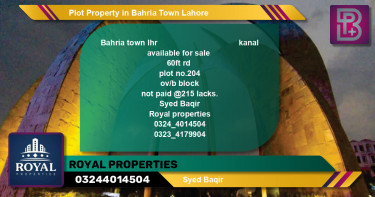 Residential Plot for Sale in Bahria Town, Lahore - (BP-58739)