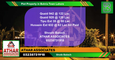 Residential Plot for Sale in Bahria Town, Lahore - (BP-58907)