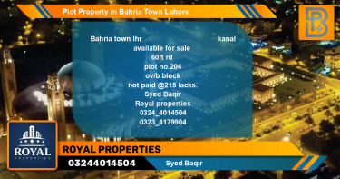 Residential Plot for Sale in Bahria Town, Lahore - (BP-58919)