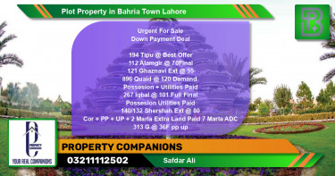 Residential Plot for Sale in Bahria Town, Lahore - (BP-58940)