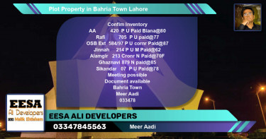 Residential Plot for Sale in Bahria Town, Lahore - (BP-58961)
