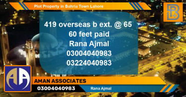 Residential Plot for Sale in Bahria Town, Lahore - (BP-58990)