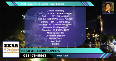 Residential Plot for Sale in Bahria Town, Lahore - (BP-59067)