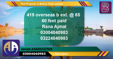 Residential Plot for Sale in Bahria Town, Lahore - (BP-59145)