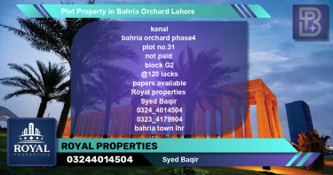 Residential Plot for Sale in Bahria Orchard, Lahore - (BP-59684)