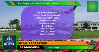 Residential Plot for Sale in Bahria Orchard, Lahore - (BP-59685)
