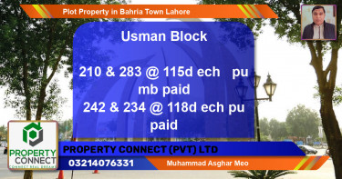 Residential Plot for Sale in Bahria Town, Lahore - (BP-59741)