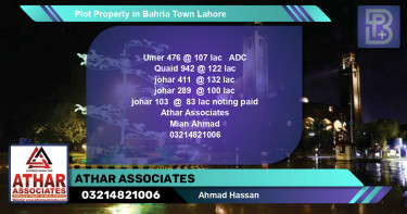 Residential Plot for Sale in Bahria Town, Lahore - (BP-59753)