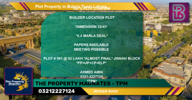 Residential Plot for Sale in Bahria Town, Lahore - (BP-59773)