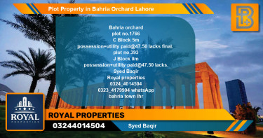 Residential Plot for Sale in Bahria Orchard, Lahore - (BP-59889)