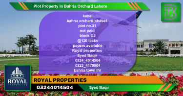 Residential Plot for Sale in Bahria Orchard, Lahore - (BP-59891)