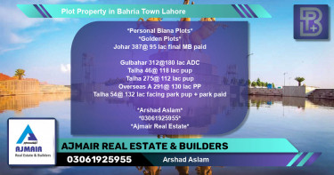Residential Plot for Sale in Bahria Town, Lahore - (BP-59936)