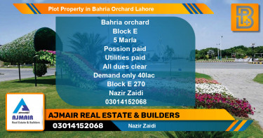 Residential Plot for Sale in Bahria Orchard, Lahore - (BP-59944)