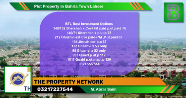 Residential Plot for Sale in Bahria Town, Lahore - (BP-60070)