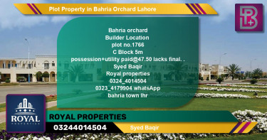 Residential Plot for Sale in Bahria Orchard, Lahore - (BP-60116)