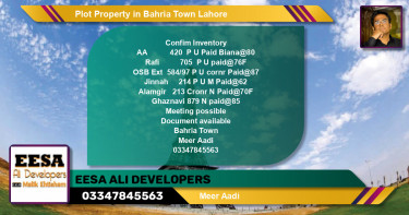 Residential Plot for Sale in Bahria Town, Lahore - (BP-60129)
