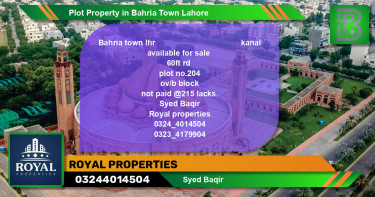 Residential Plot for Sale in Bahria Town, Lahore - (BP-60139)