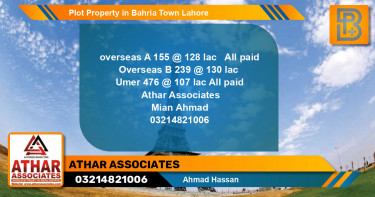 Residential Plot for Sale in Bahria Town, Lahore - (BP-60169)
