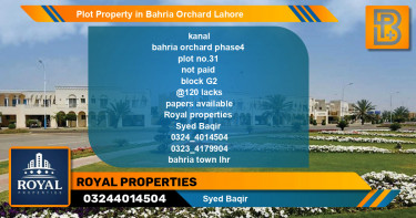 Residential Plot for Sale in Bahria Orchard, Lahore - (BP-60253)