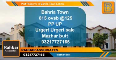 Residential Plot for Sale in Bahria Town, Lahore - (BP-60269)