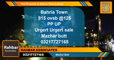 Residential Plot for Sale in Bahria Town, Lahore - (BP-60270)