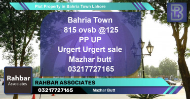 Residential Plot for Sale in Bahria Town, Lahore - (BP-60274)