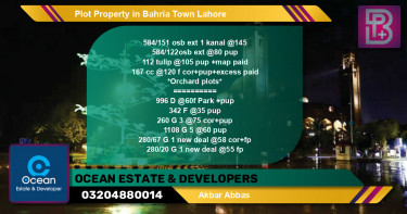 Residential Plot for Sale in Bahria Town, Lahore - (BP-60389)