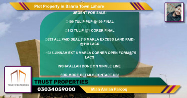Residential Plot for Sale in Bahria Town, Lahore - (BP-60472)